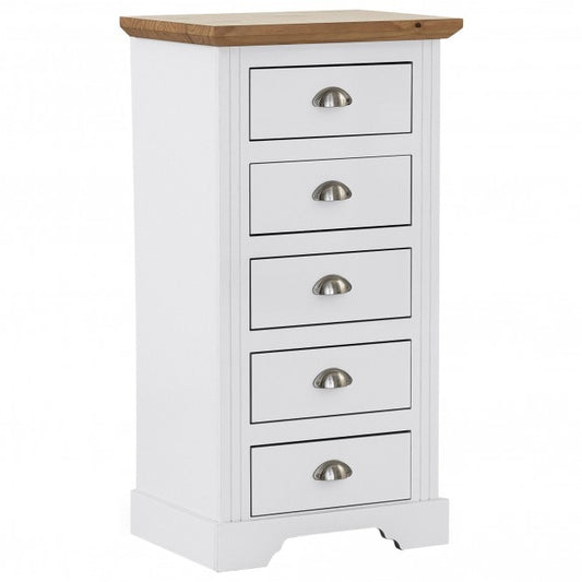 Toledo 5 Door Narrow Chest  White/Oak Effect