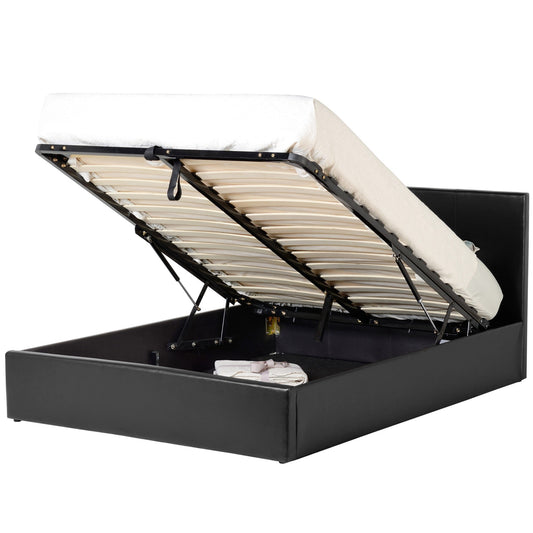 Waverley 4'6" Storage Bed-Black Faux Leather